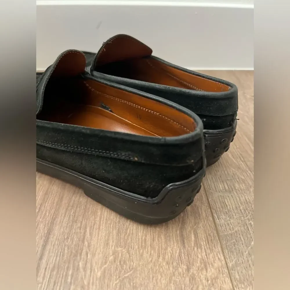 Men’s TODS Black Suede Penny Loafers Size 10